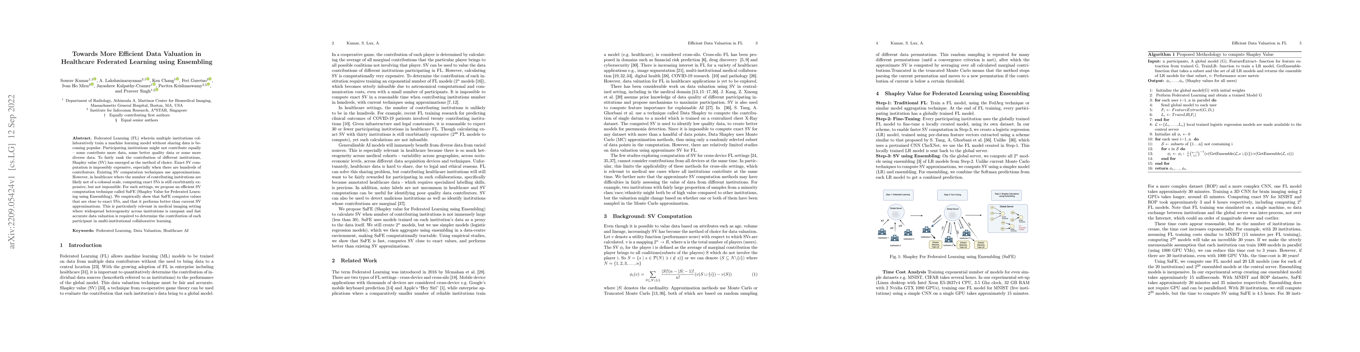 Thumbnail for Towards More Efficient Data Valuation in Healthcare Federated Learning
  using Ensembling