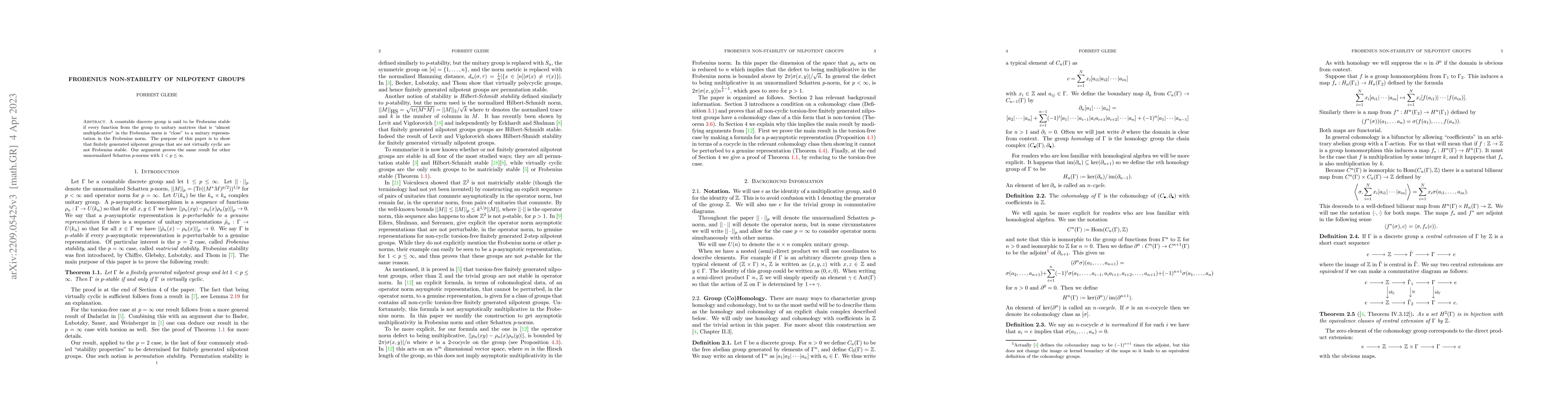 Thumbnail for Frobenius Non-Stability of Nilpotent Groups