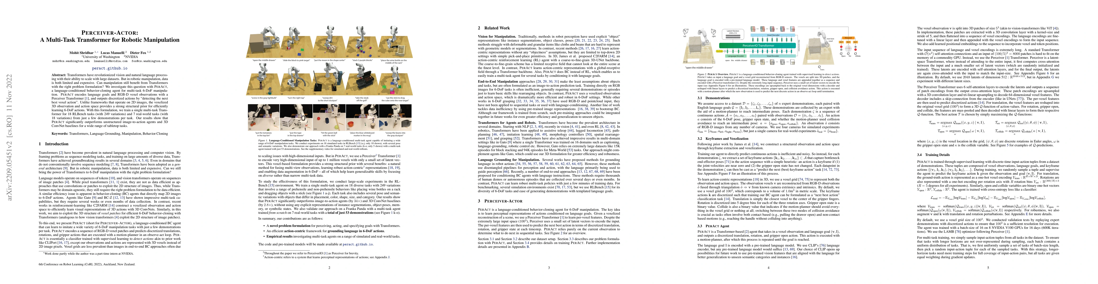 Thumbnail for Perceiver-Actor: A Multi-Task Transformer for Robotic Manipulation