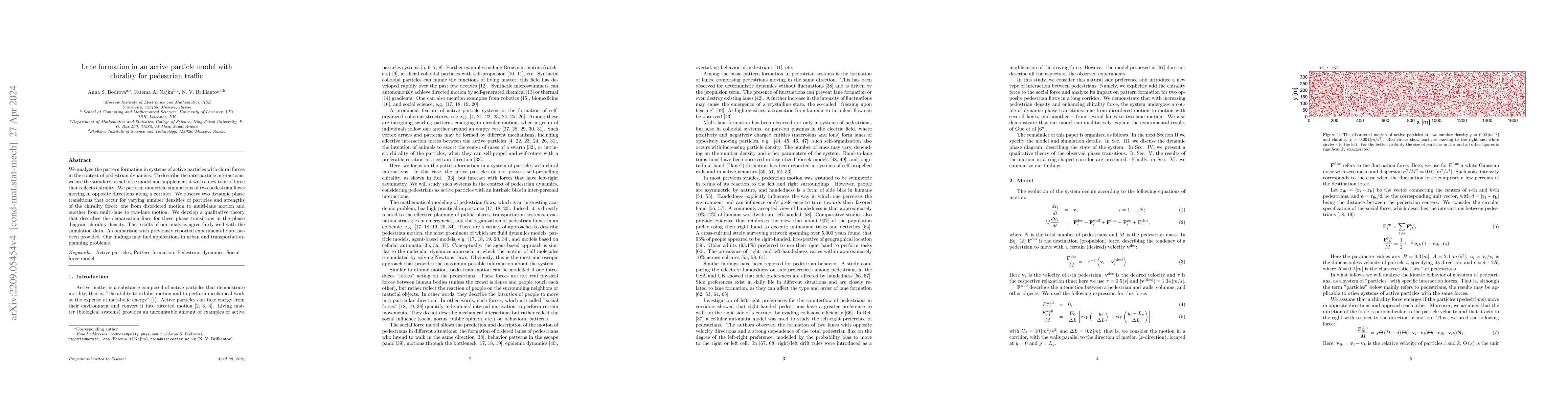 Thumbnail for Lane formation in an active particle model with chirality for pedestrian
  traffic