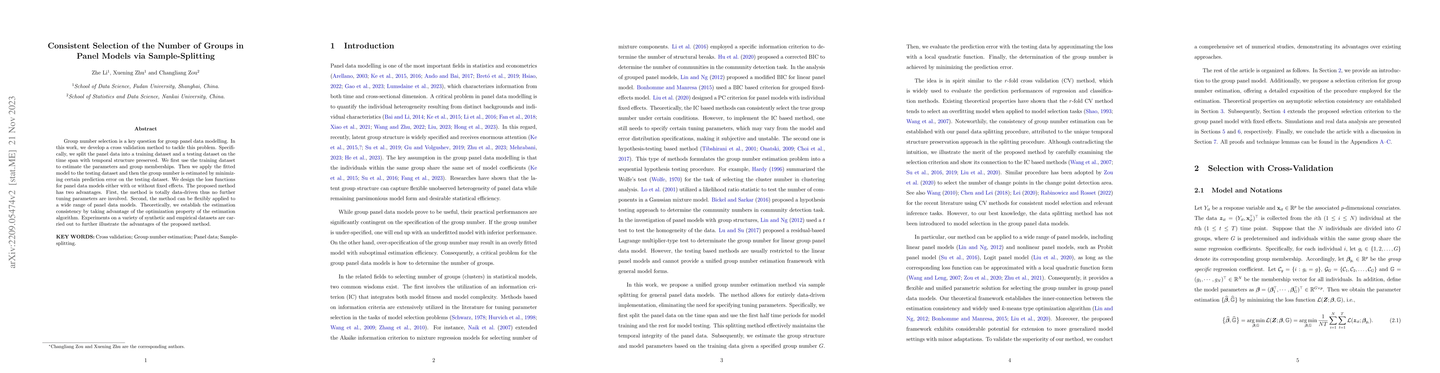 Thumbnail for Consistent Selection of the Number of Groups in Panel Models via
  Sample-Splitting