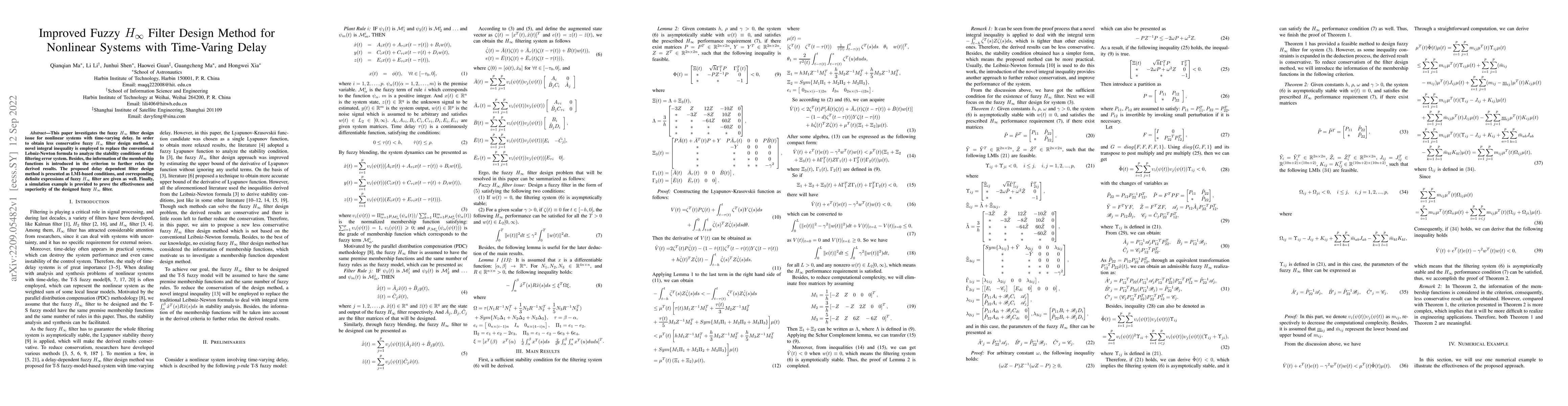 Thumbnail for Improved Fuzzy $H_{\infty}$ Filter Design Method for Nonlinear Systems
  with Time-Varing Delay