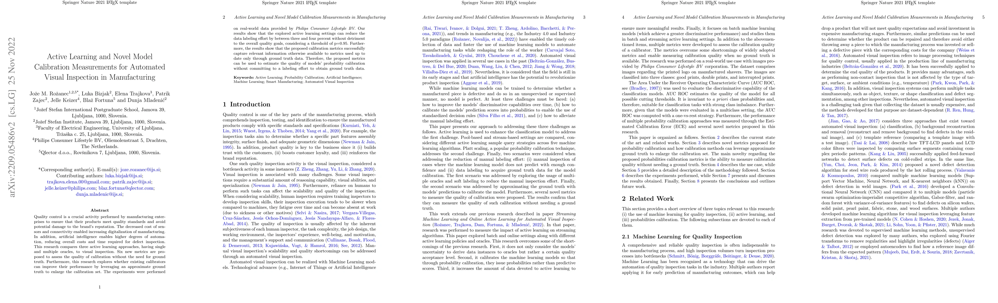 Thumbnail for Active Learning and Novel Model Calibration Measurements for Automated
  Visual Inspection in Manufacturing