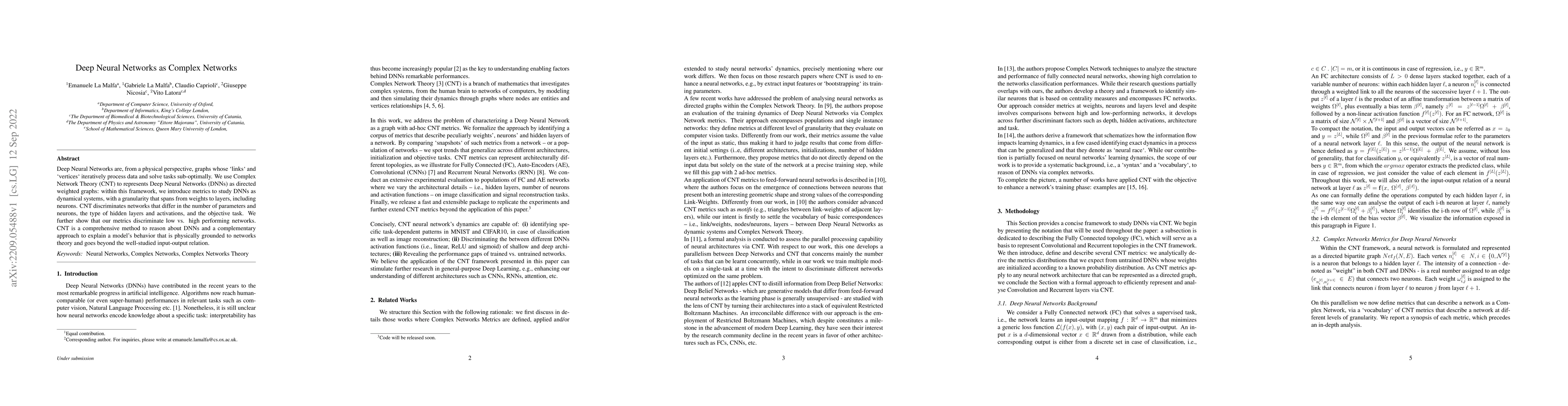 Thumbnail for Deep Neural Networks as Complex Networks