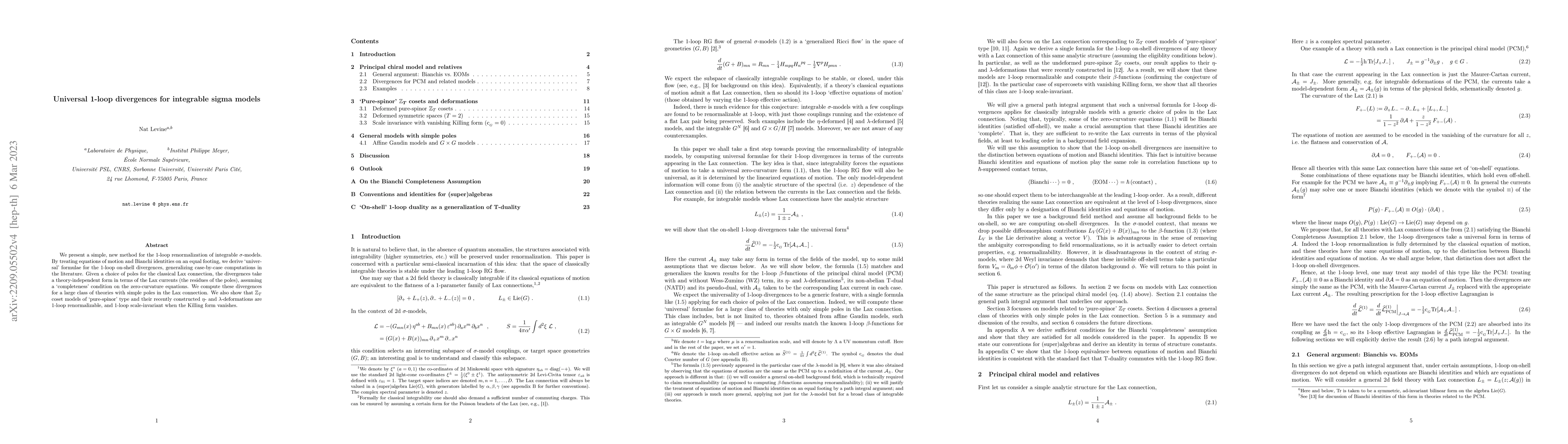Thumbnail for Universal 1-loop divergences for integrable sigma models