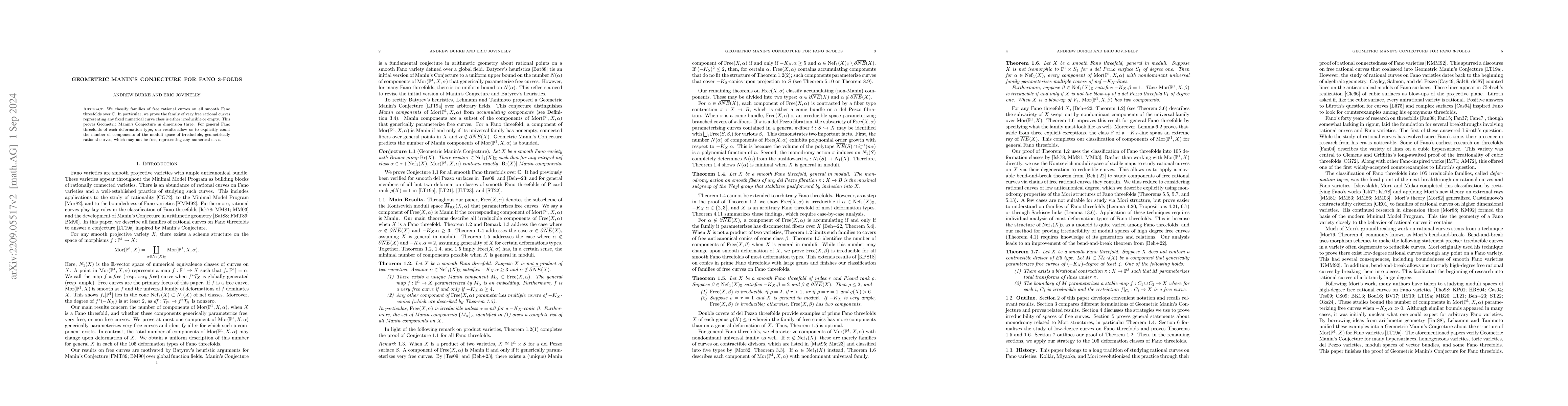 Thumbnail for Geometric Manin's Conjecture for Fano 3-Folds