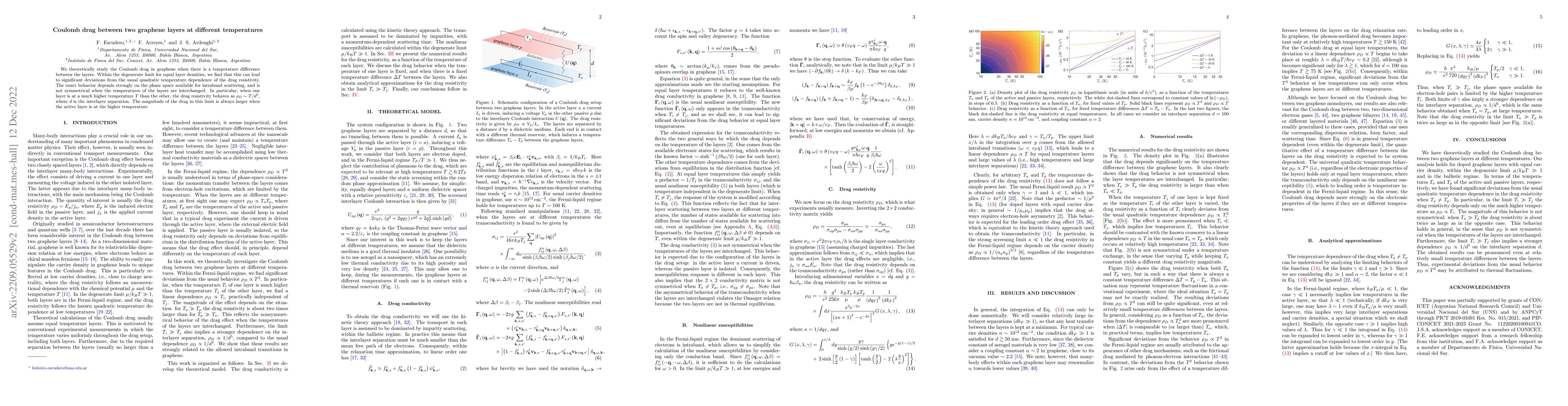 Thumbnail for Coulomb drag between two graphene layers at different temperatures