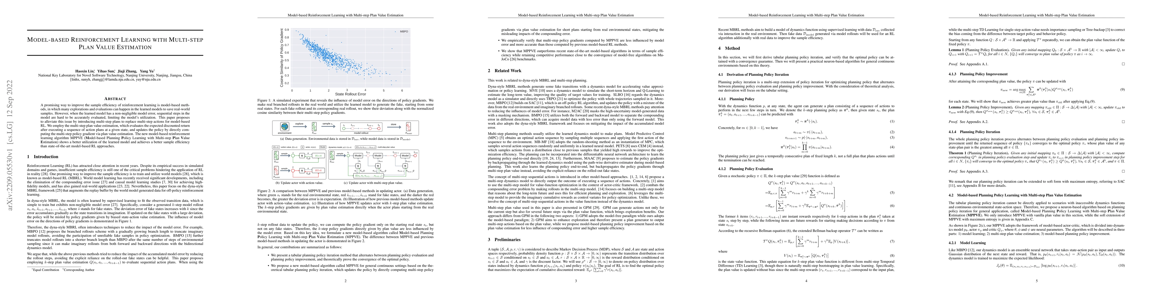 Thumbnail for Model-based Reinforcement Learning with Multi-step Plan Value Estimation