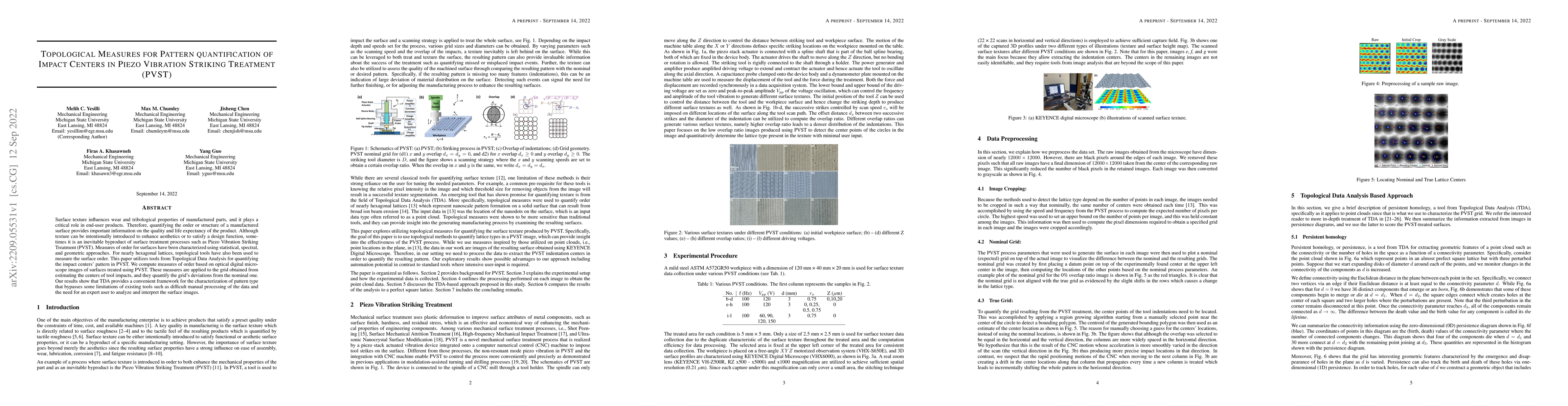 Thumbnail for Topological Measures for Pattern quantification of Impact Centers in
  Piezo Vibration Striking Treatment (PVST)