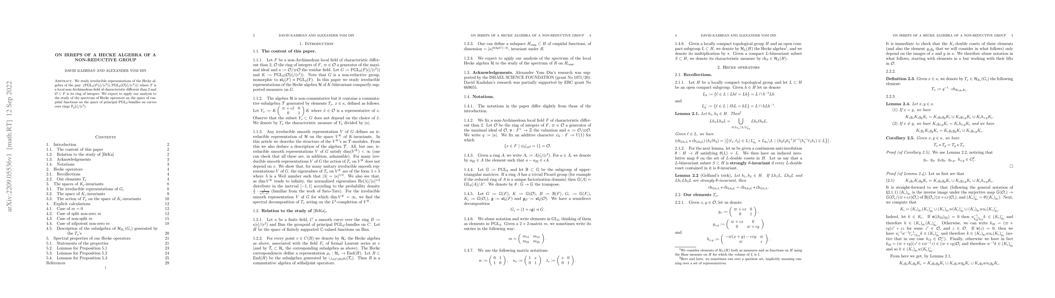 Thumbnail for On irreps of a Hecke algebra of a non-reductive group