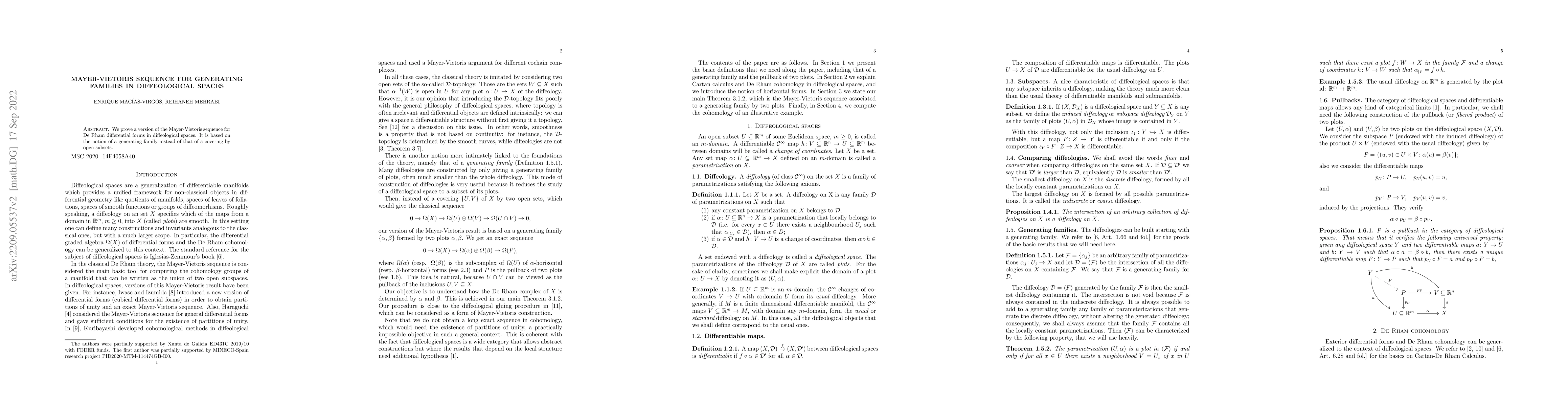 Thumbnail for Mayer-Vietoris sequence for generating families in diffeological spaces