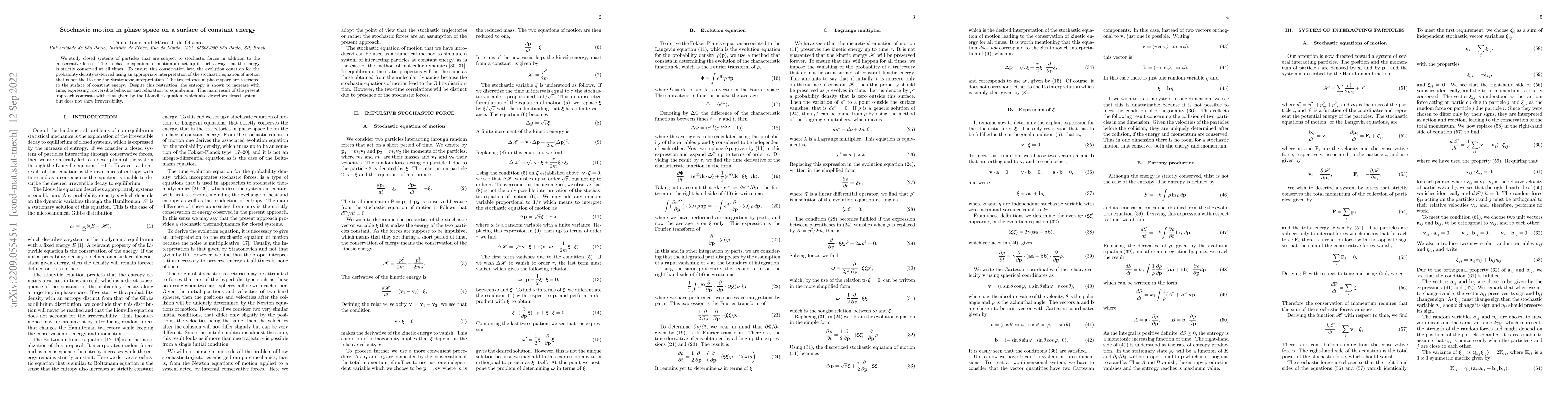Thumbnail for Stochastic motion in phase space on a surface of constant energy