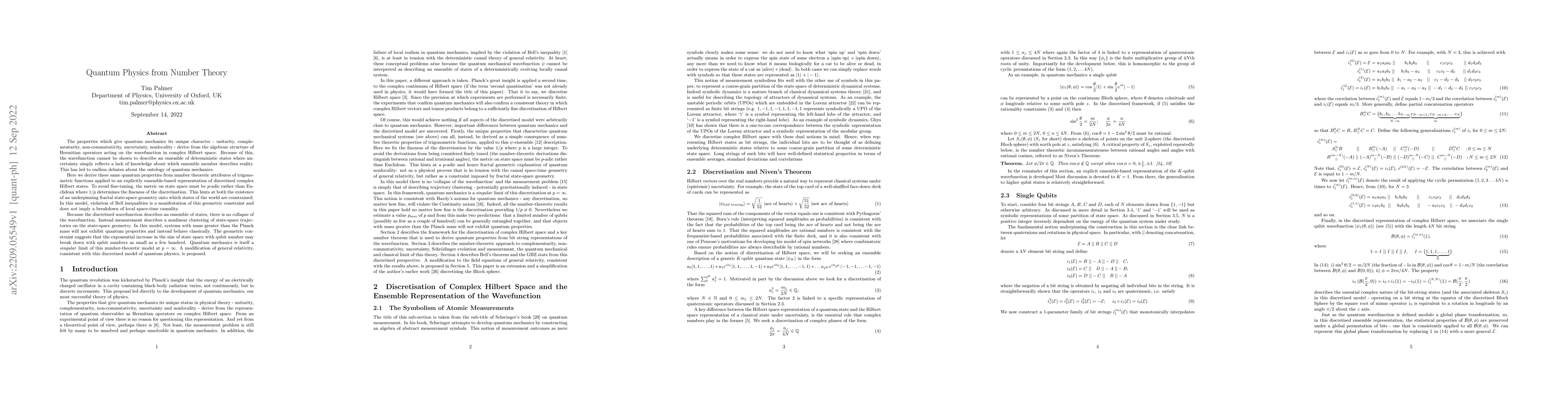 Thumbnail for Quantum Physics from Number Theory