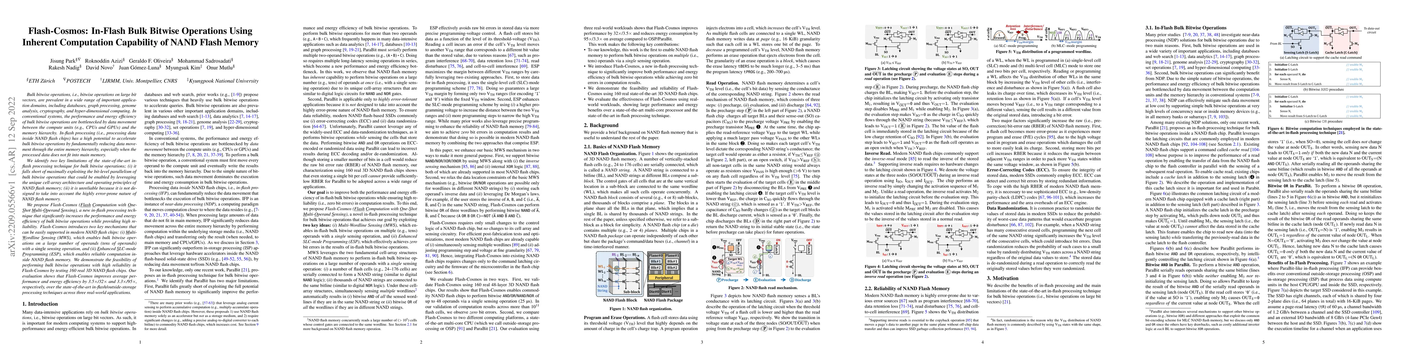 Thumbnail for Flash-Cosmos: In-Flash Bulk Bitwise Operations Using Inherent
  Computation Capability of NAND Flash Memory