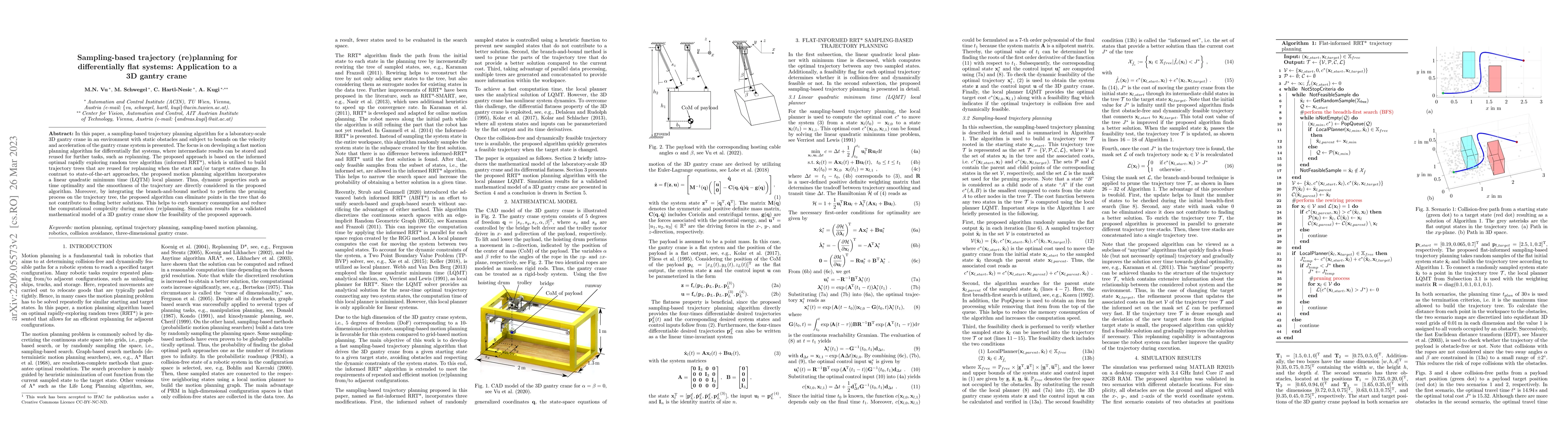 Thumbnail for Sampling-Based Trajectory (re)planning for Differentially Flat Systems:
  Application to a 3D Gantry Crane