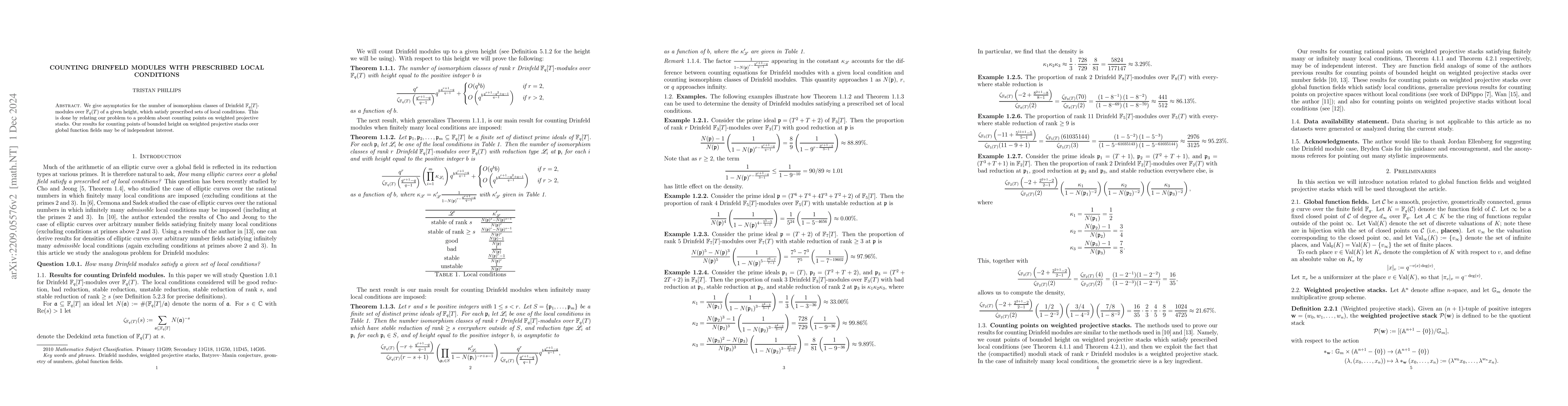 Thumbnail for Counting Drinfeld modules with prescribed local conditions