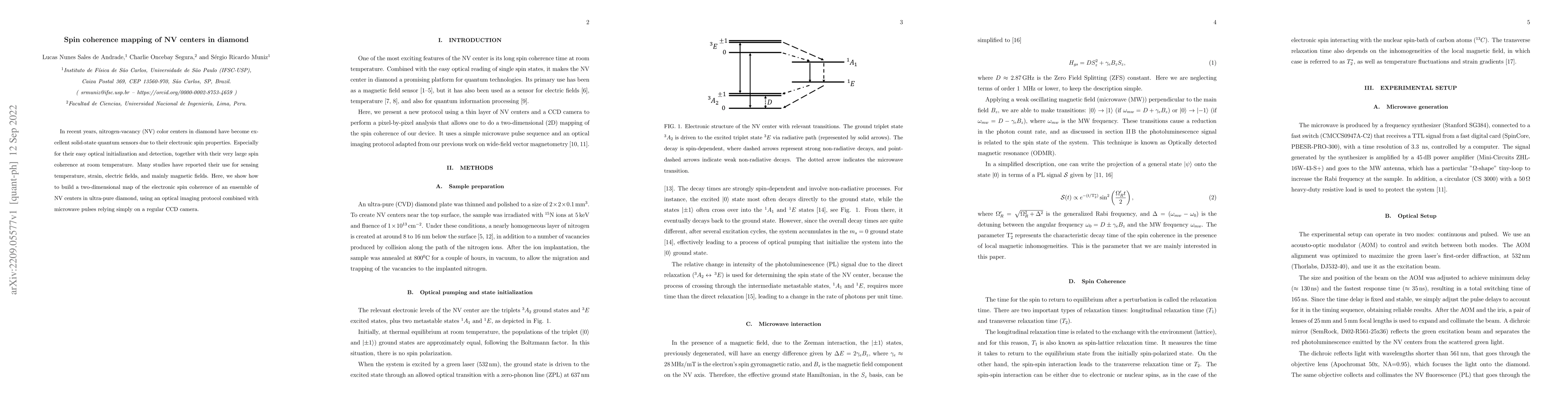 Thumbnail for Spin coherence mapping of NV centers in diamond