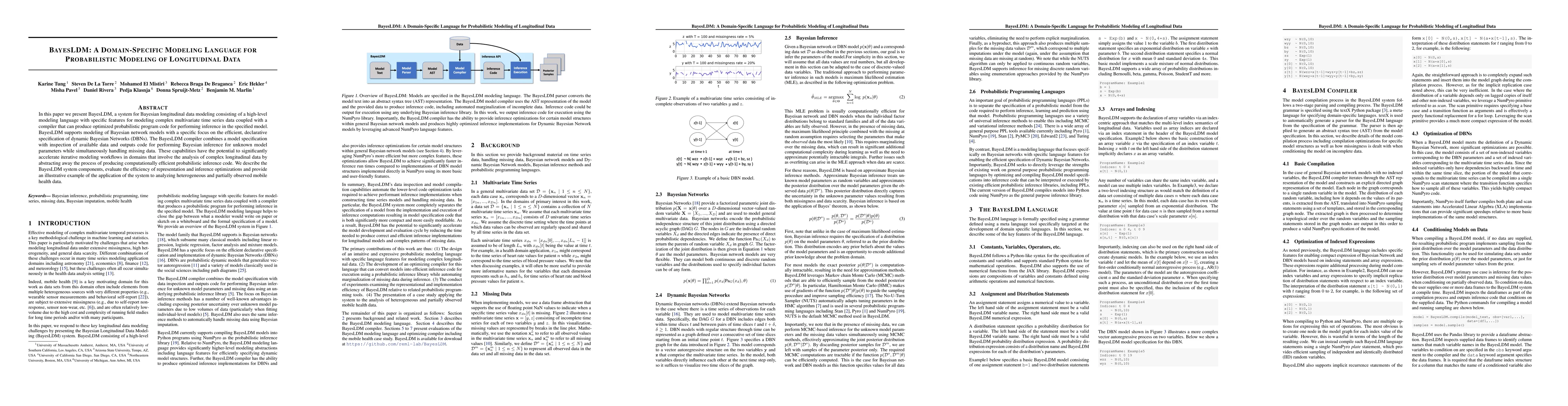 Thumbnail for BayesLDM: A Domain-Specific Language for Probabilistic Modeling of
  Longitudinal Data