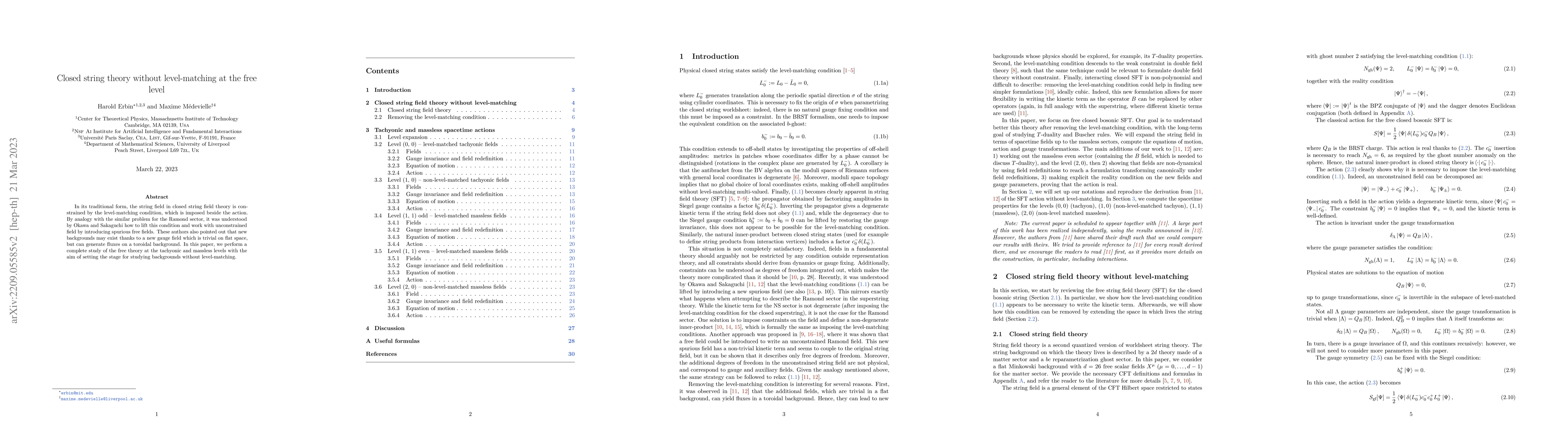 Thumbnail for Closed string theory without level-matching at the free level