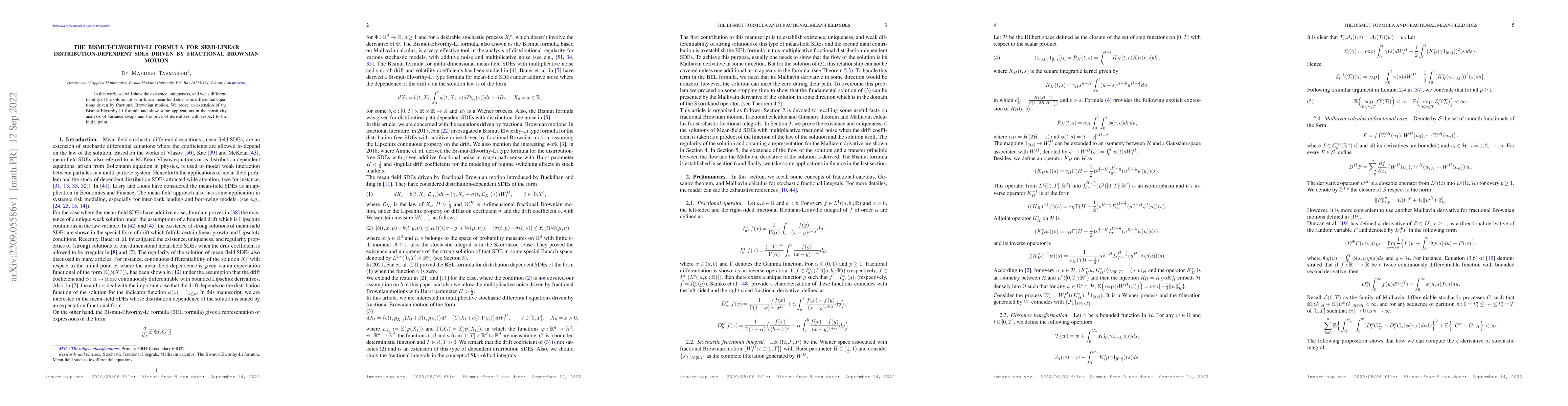 Thumbnail for The Bismut-Elworthy-Li formula for semi-linear distribution-dependent
  SDEs driven by fractional Brownian motion