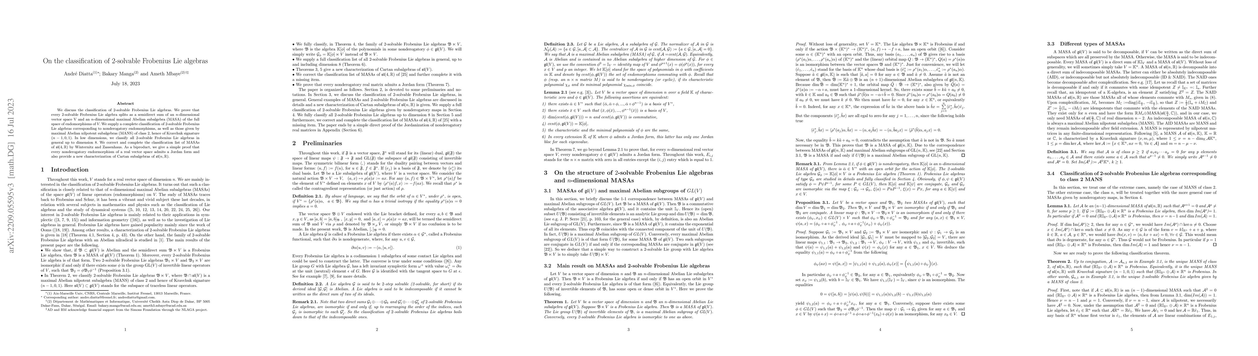 Thumbnail for On the classification of 2-solvable Frobenius Lie algebras