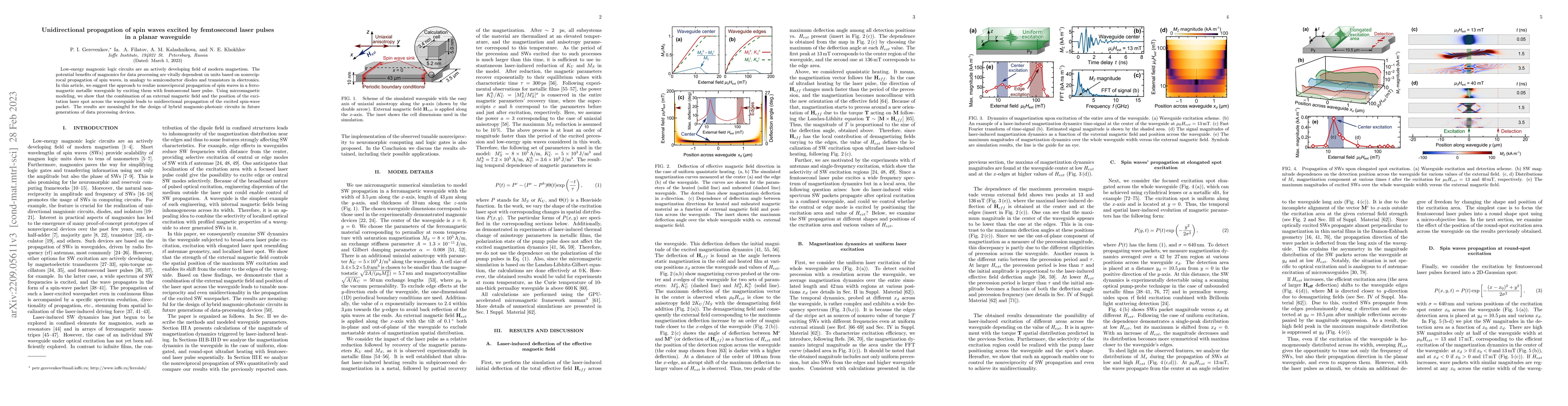 Thumbnail for Unidirectional propagation of spin waves excited by femtosecond laser
  pulses in a planar waveguide