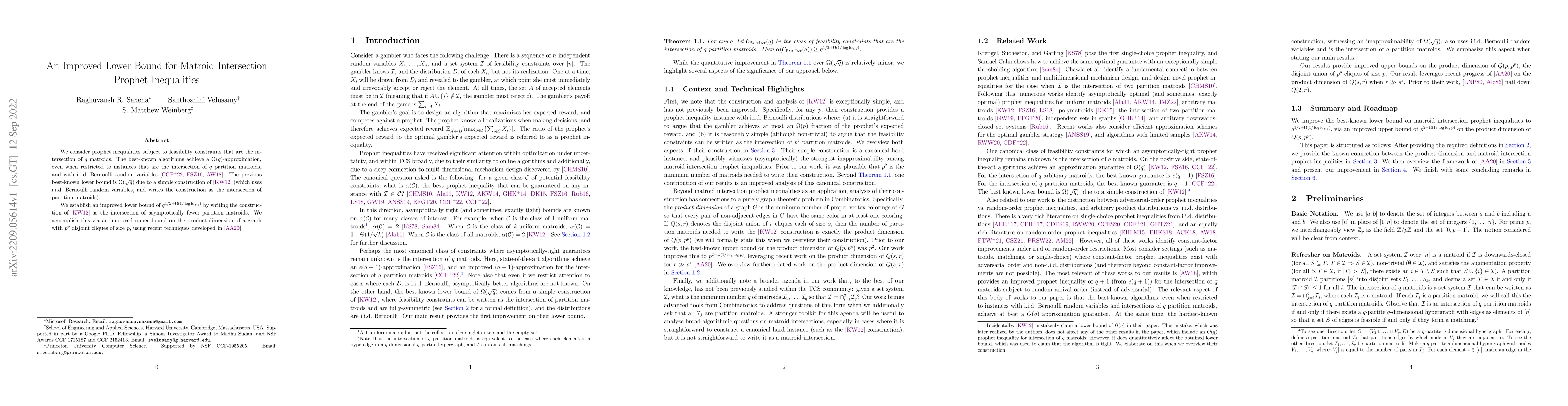 Thumbnail for An Improved Lower Bound for Matroid Intersection Prophet Inequalities