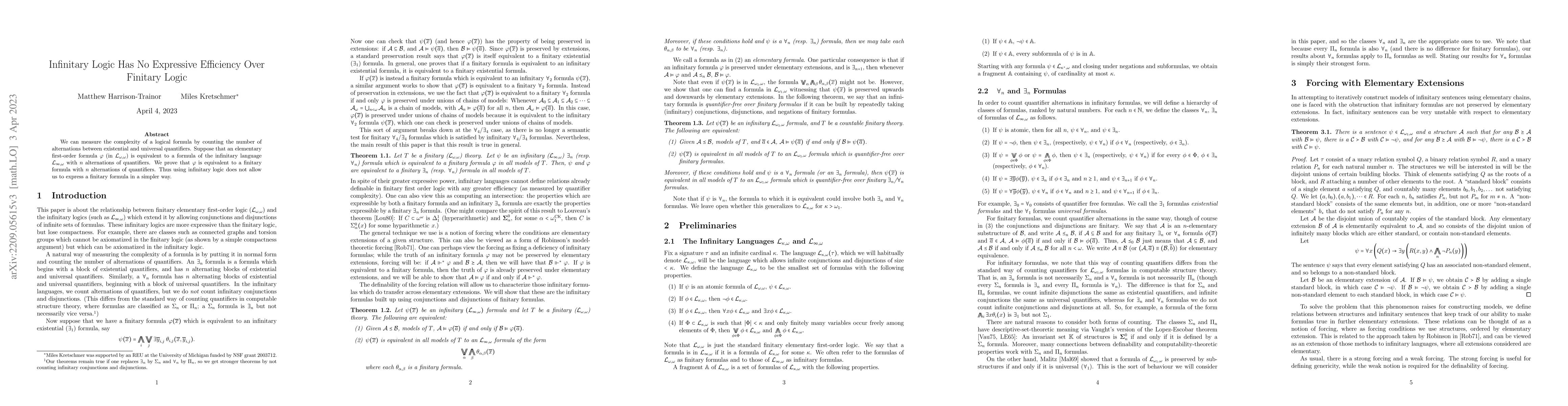 Thumbnail for Infinitary Logic Has No Expressive Efficiency Over Finitary Logic
