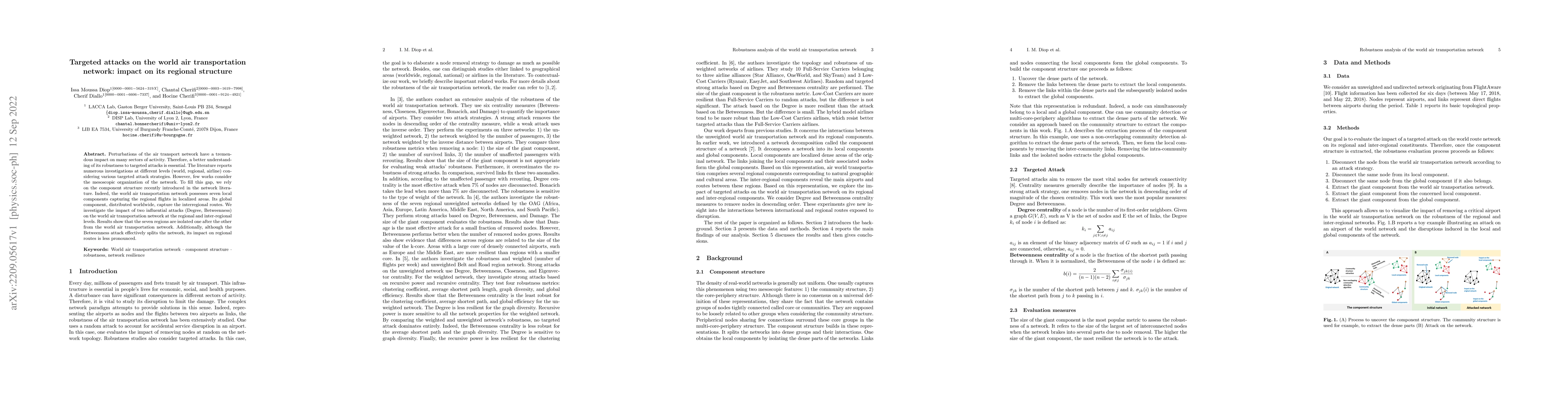 Thumbnail for Targeted attacks on the world air transportation network: impact on its
  regional structure