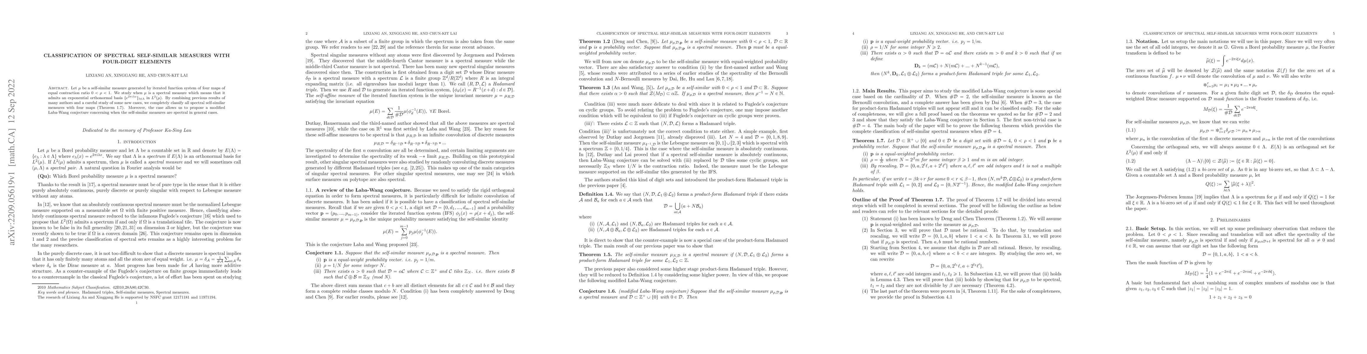 Thumbnail for Classification of spectral self-similar measures with four-digit
  elements