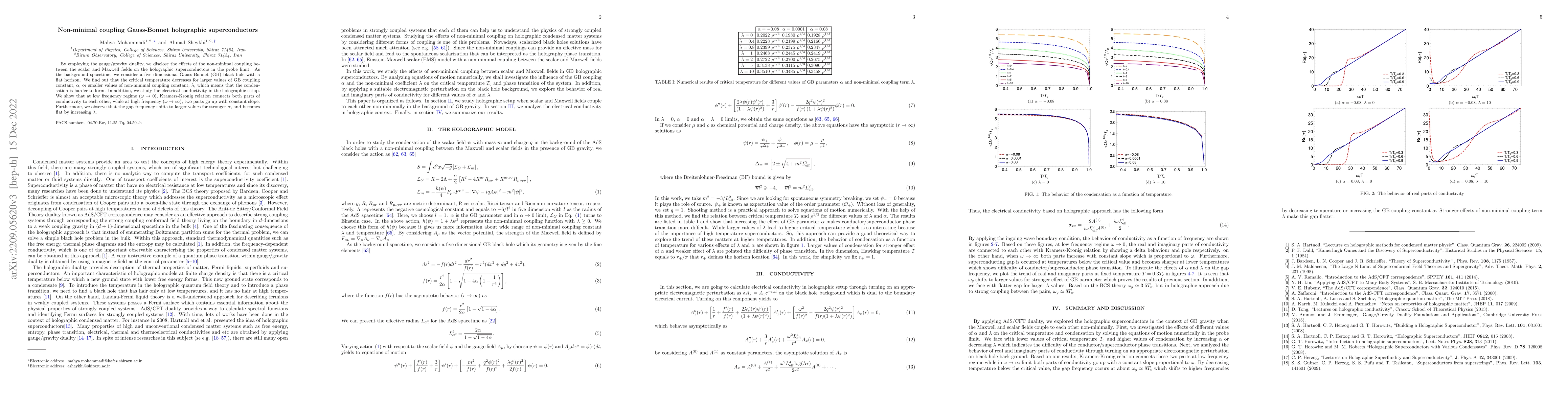 Thumbnail for Non-minimal coupling Gauss-Bonnet holographic superconductors