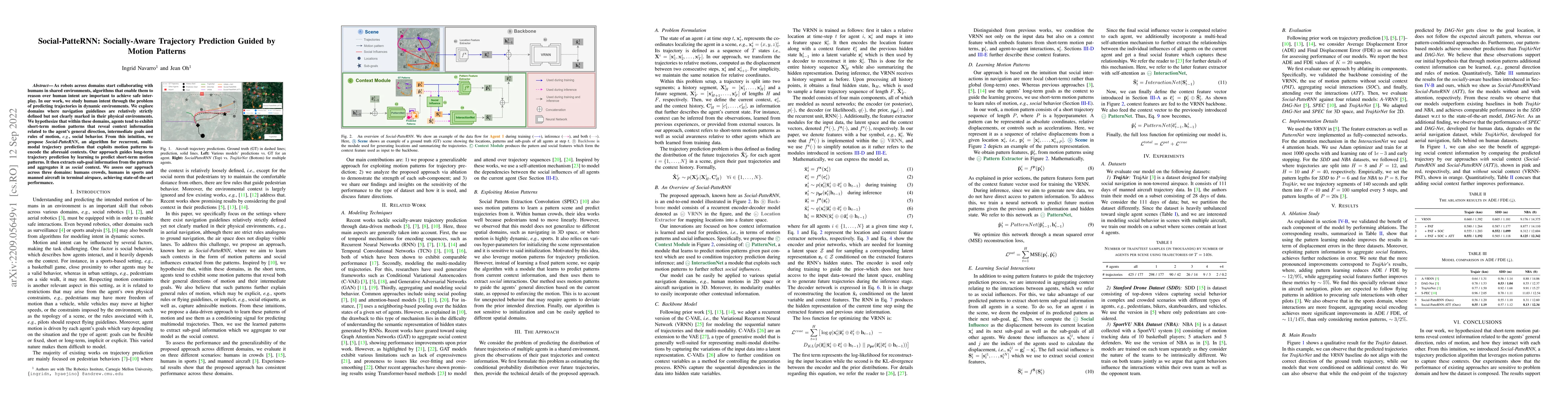 Thumbnail for Social-PatteRNN: Socially-Aware Trajectory Prediction Guided by Motion
  Patterns