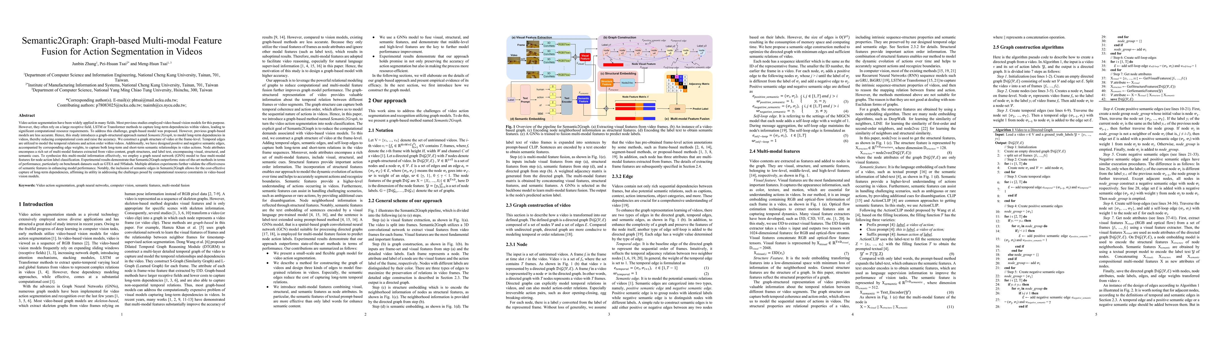 Thumbnail for Semantic2Graph: Graph-based Multi-modal Feature Fusion for Action
  Segmentation in Videos