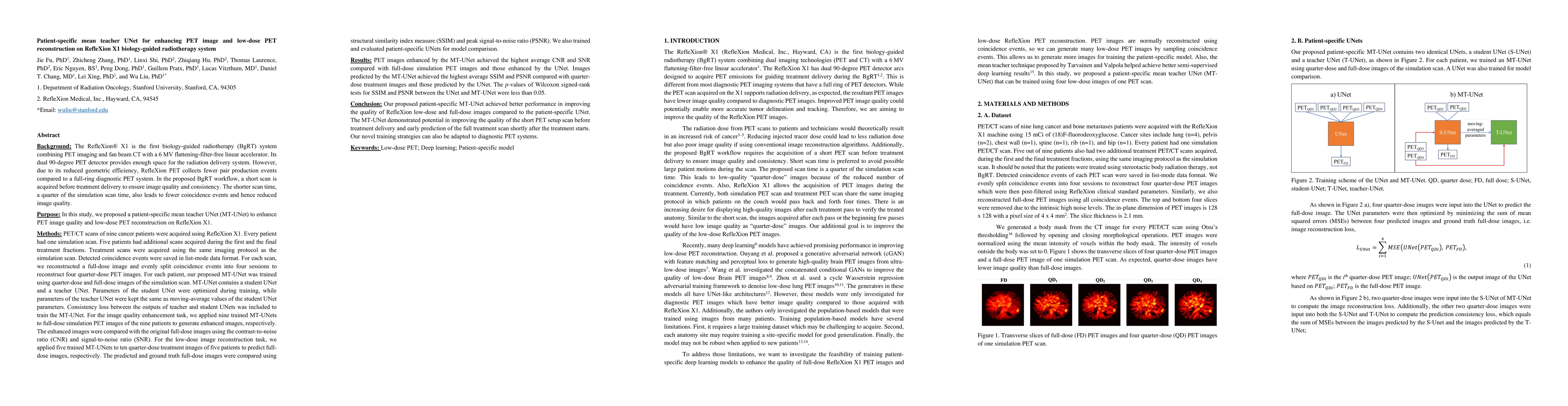 Thumbnail for Patient-specific mean teacher UNet for enhancing PET image and low-dose
  PET reconstruction on RefleXion X1 biology-guided radiotherapy system
