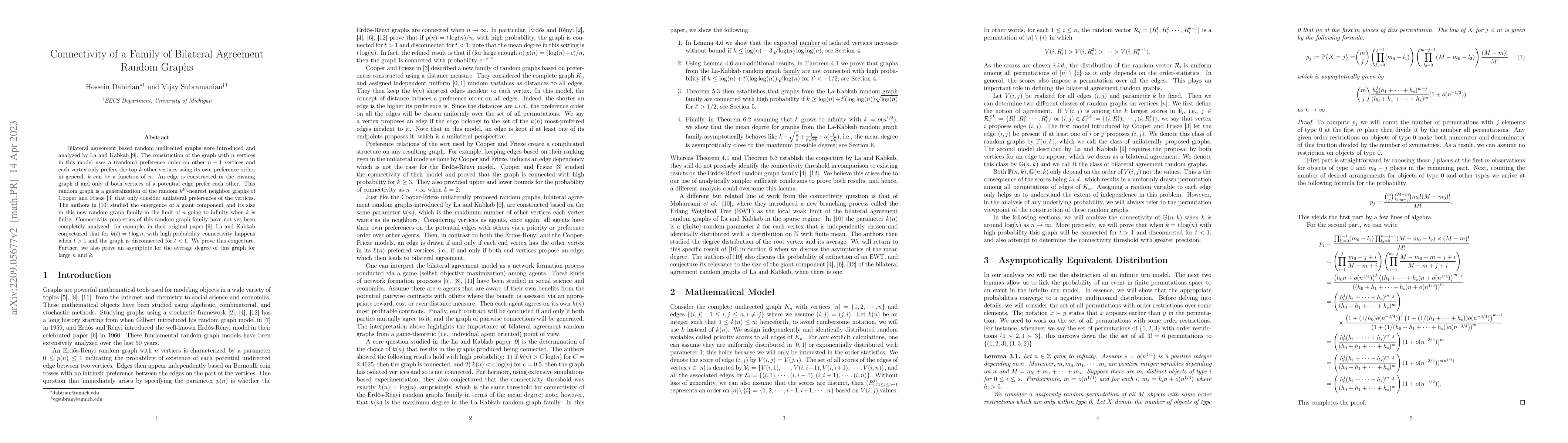 Thumbnail for Connectivity of a Family of Bilateral Agreement Random Graphs