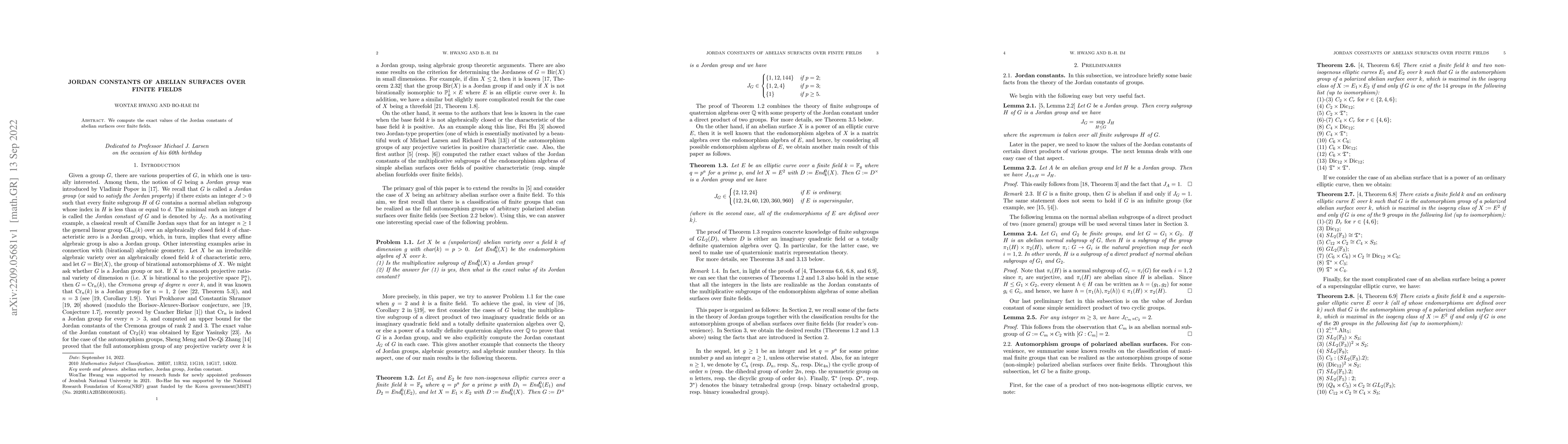 Thumbnail for Jordan constants of abelian surfaces over finite fields