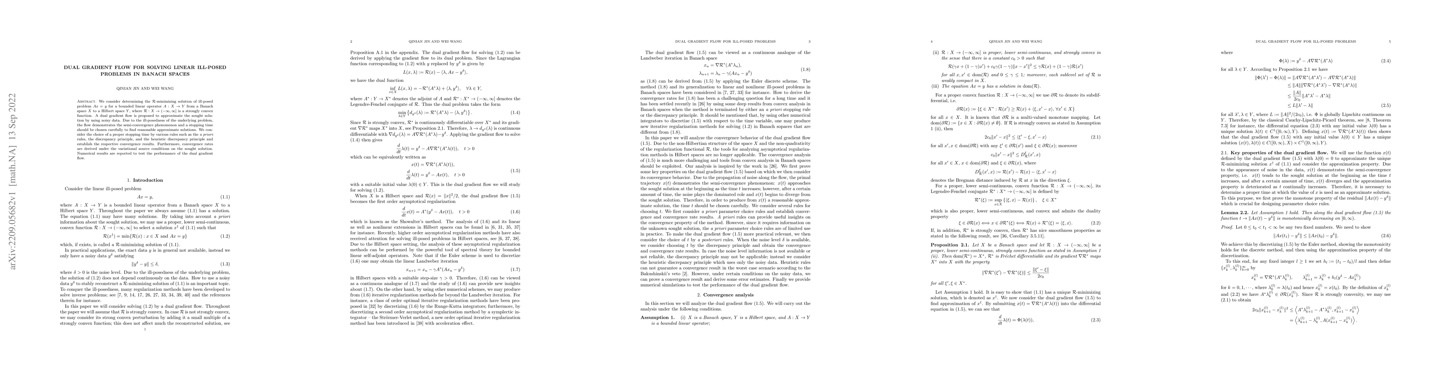 Thumbnail for Dual gradient flow for solving linear ill-posed problems in Banach
  spaces