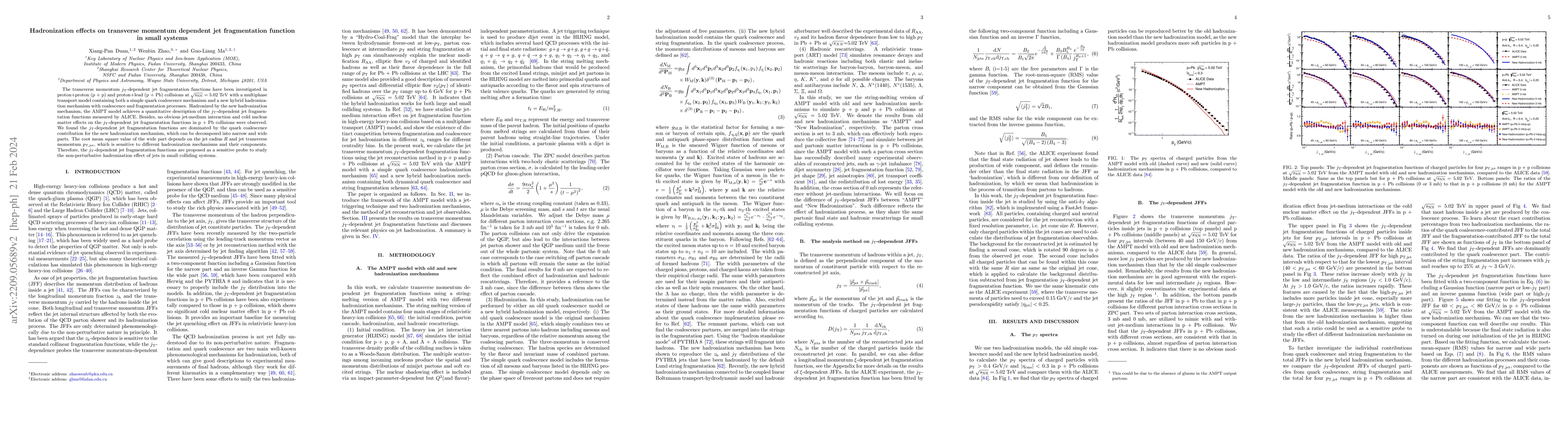 Thumbnail for Hadronization effects on transverse momentum dependent jet fragmentation
  function in small systems