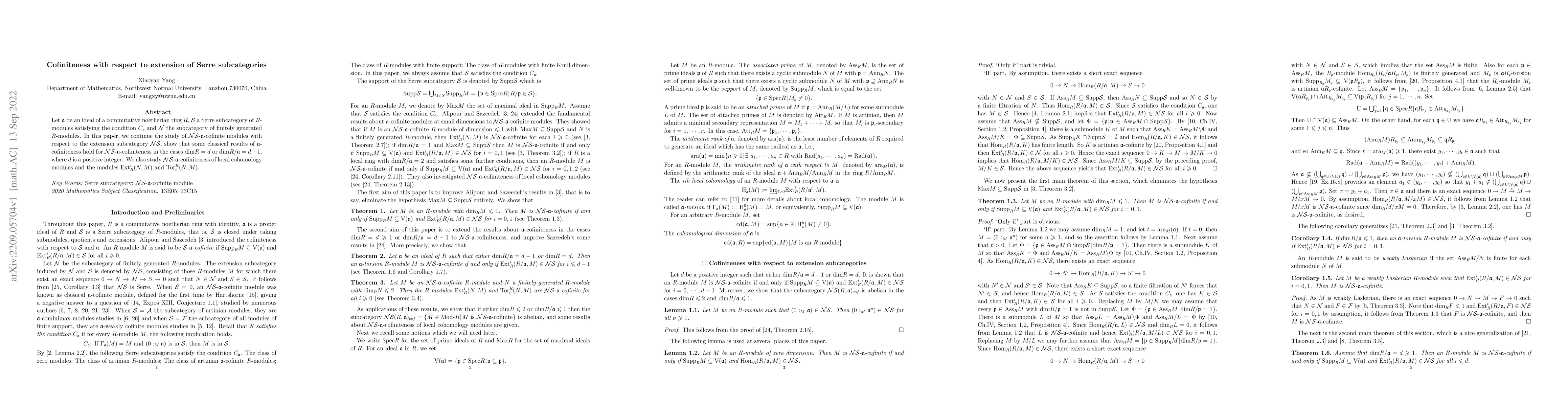 Thumbnail for Cofiniteness with respect to extension of Serre subcategories