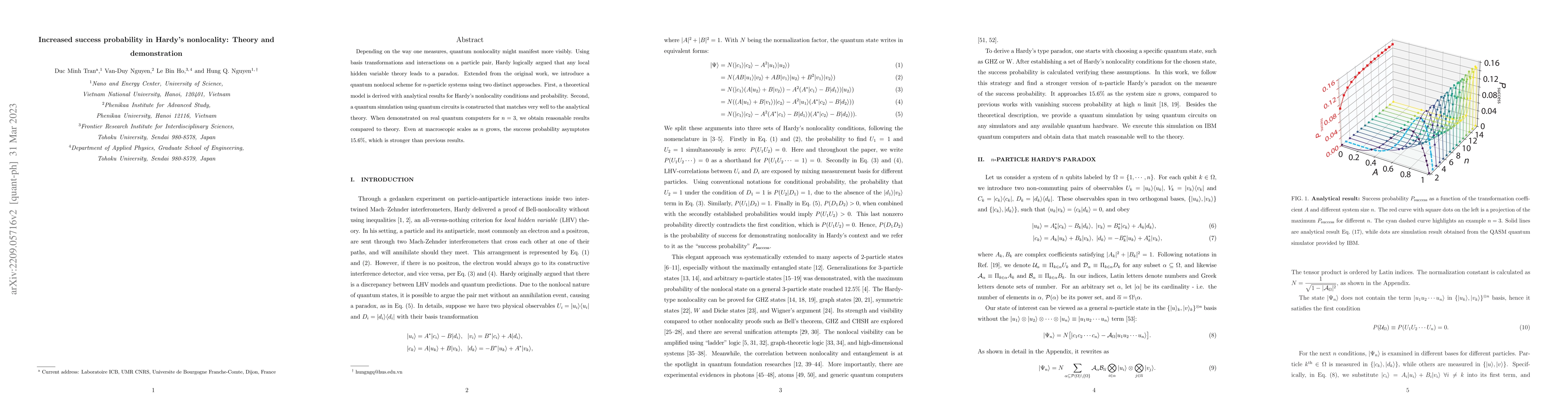 Thumbnail for Increased success probability in Hardy's nonlocality: Theory and
  demonstration