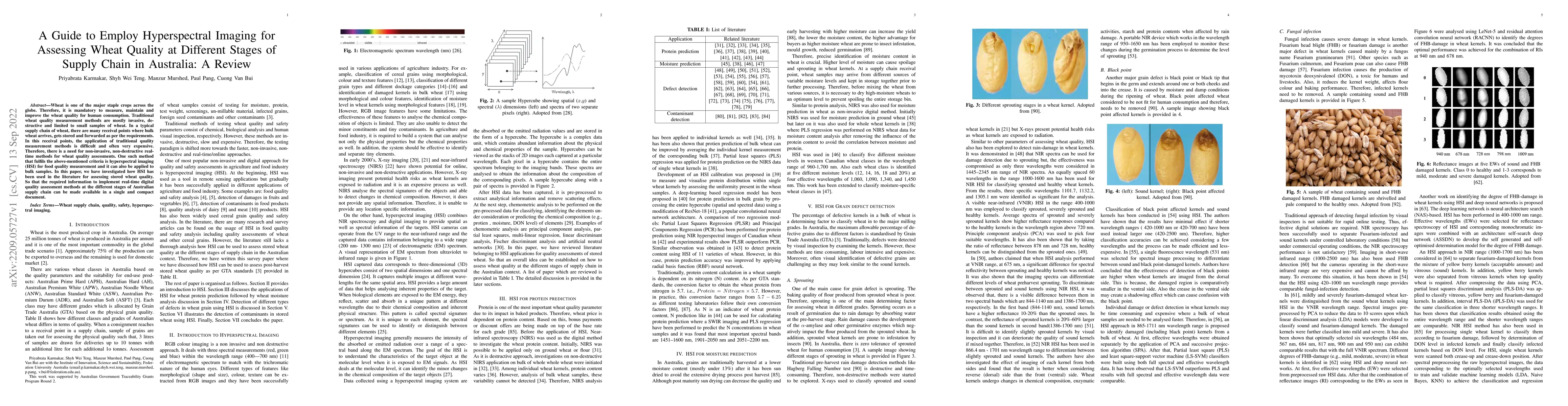 Thumbnail for A Guide to Employ Hyperspectral Imaging for Assessing Wheat Quality at
  Different Stages of Supply Chain in Australia: A Review