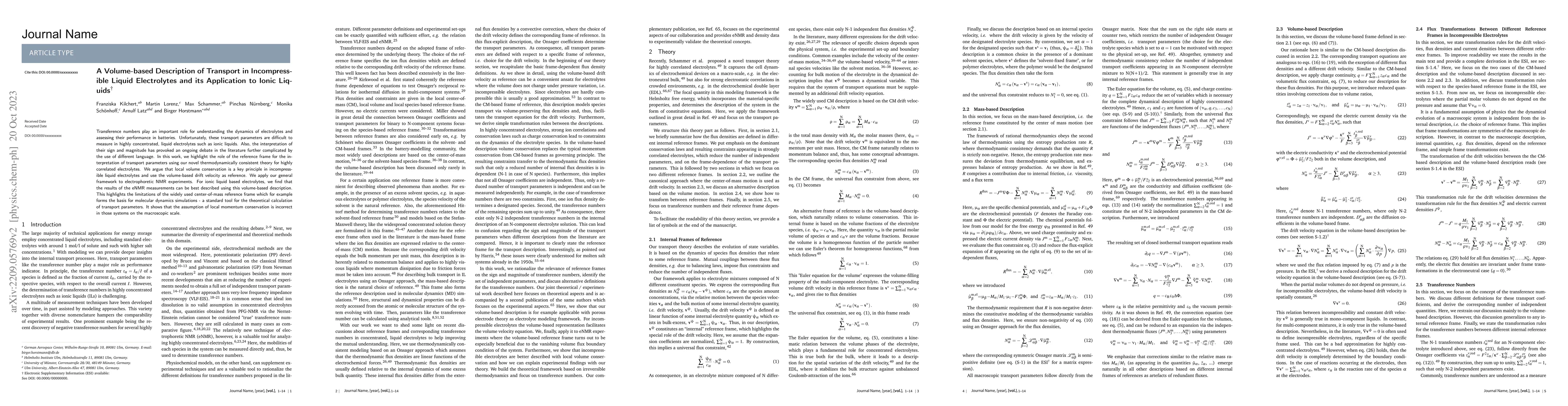 Thumbnail for A Volume-based Description of Transport in Incompressible Liquid
  Electrolytes and its Application to Ionic Liquids