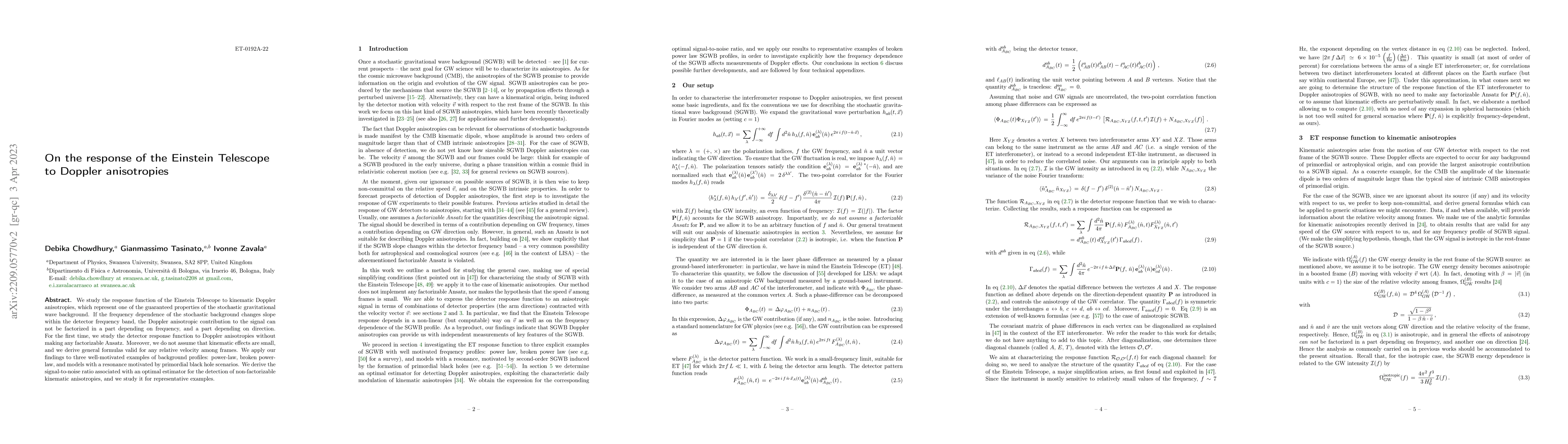 Thumbnail for On the response of the Einstein Telescope to Doppler anisotropies