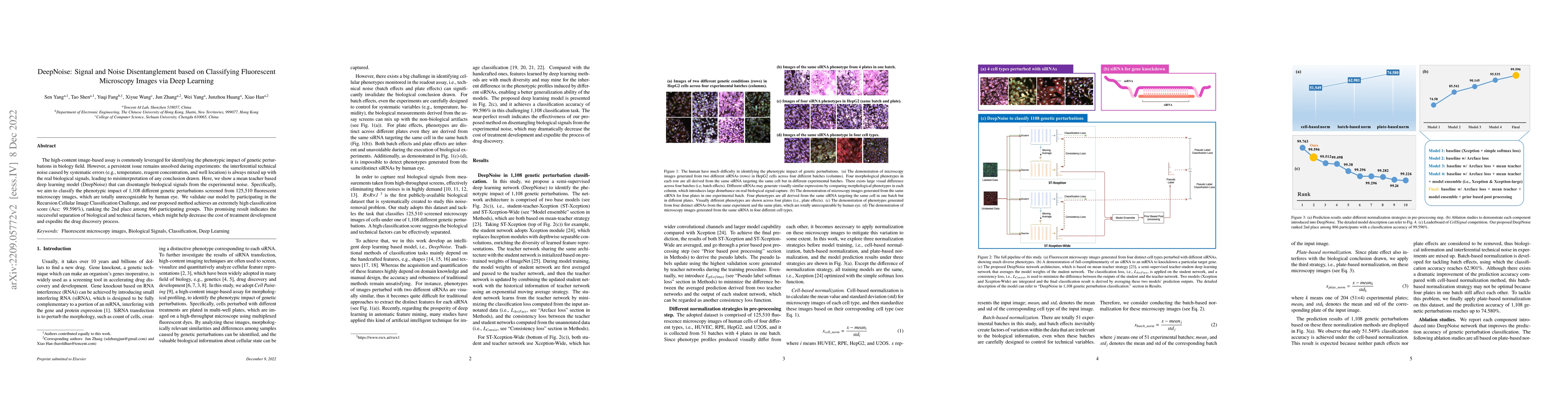 Thumbnail for DeepNoise: Signal and Noise Disentanglement based on Classifying
  Fluorescent Microscopy Images via Deep Learning