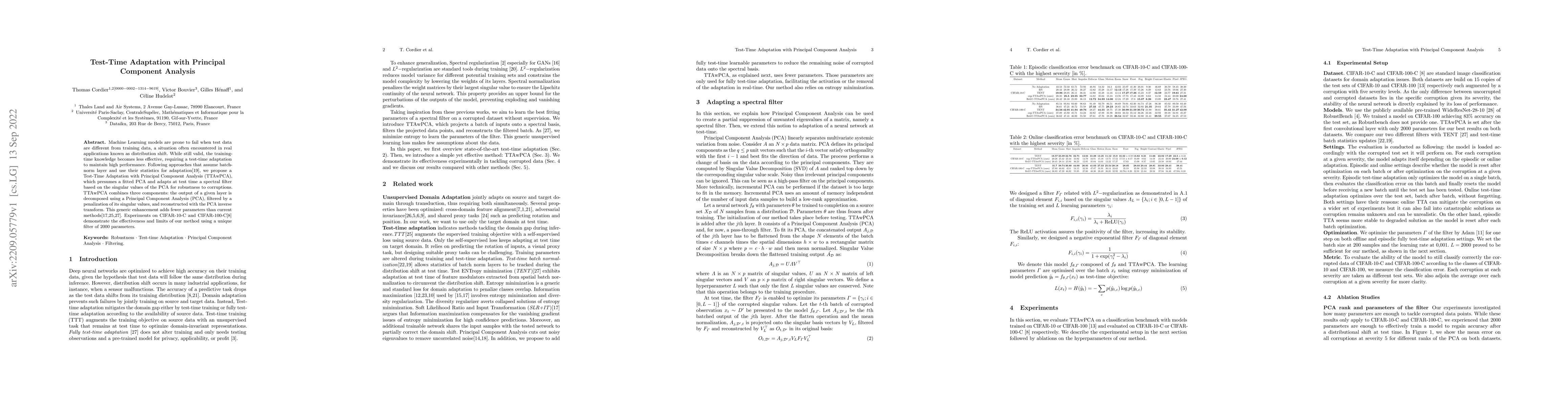 Thumbnail for Test-Time Adaptation with Principal Component Analysis