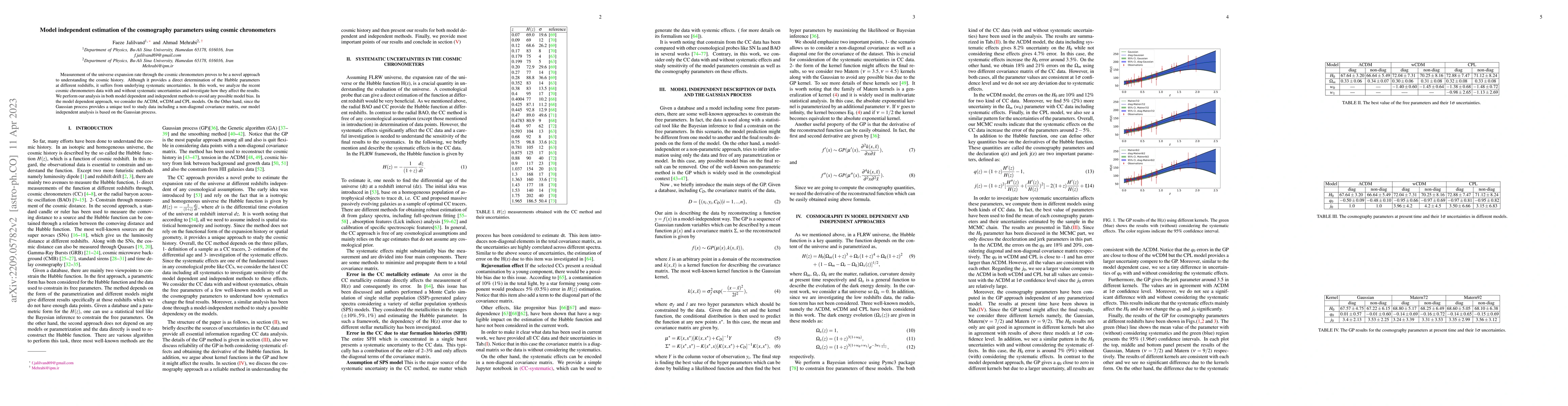 Thumbnail for Model-independent estimation of the cosmography parameters using cosmic
  chronometers