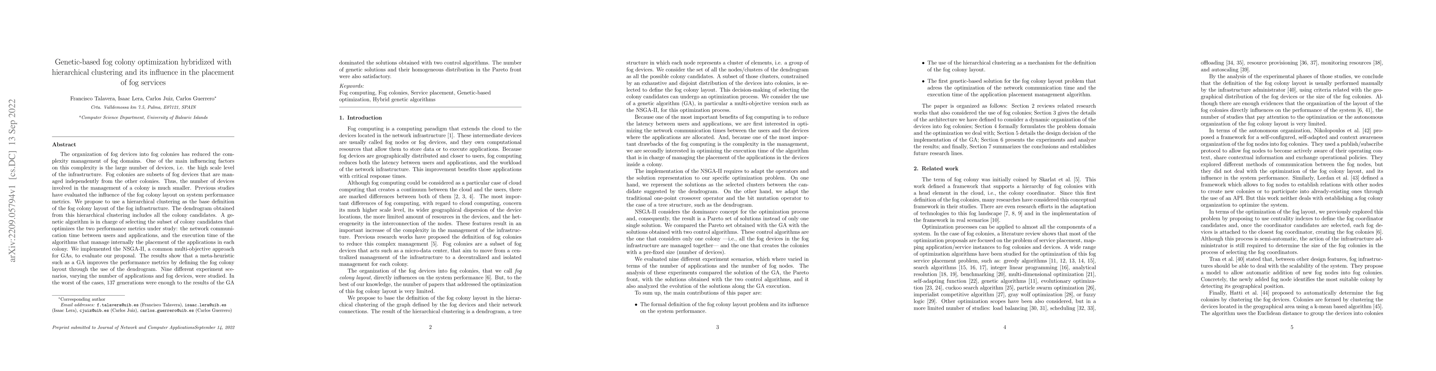Thumbnail for Genetic-based fog colony optimization hybridized with hierarchical
  clustering and its influence in the placement of fog services