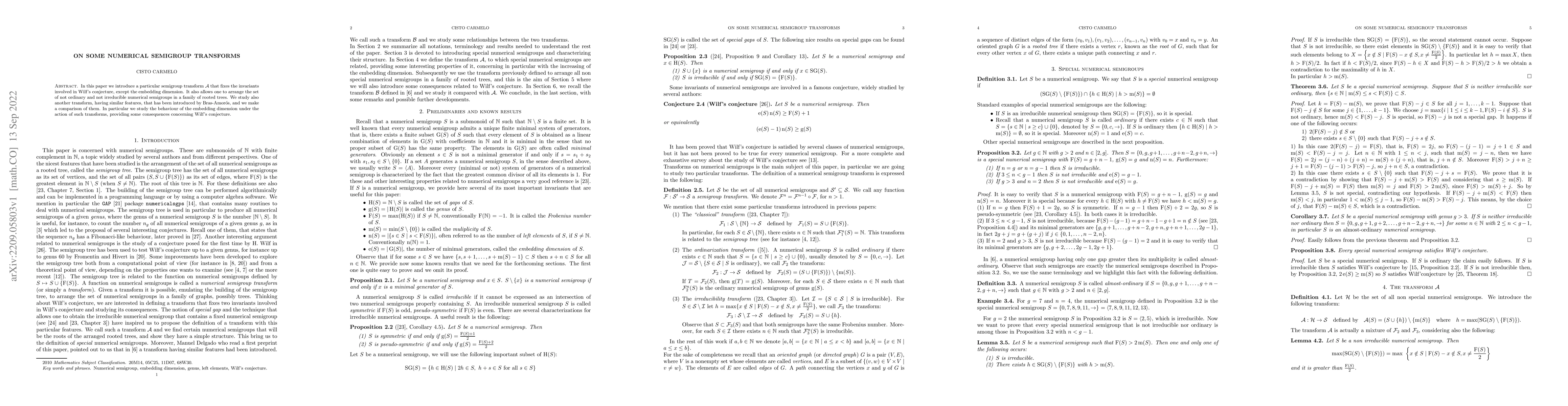Thumbnail for On some numerical semigroup transforms