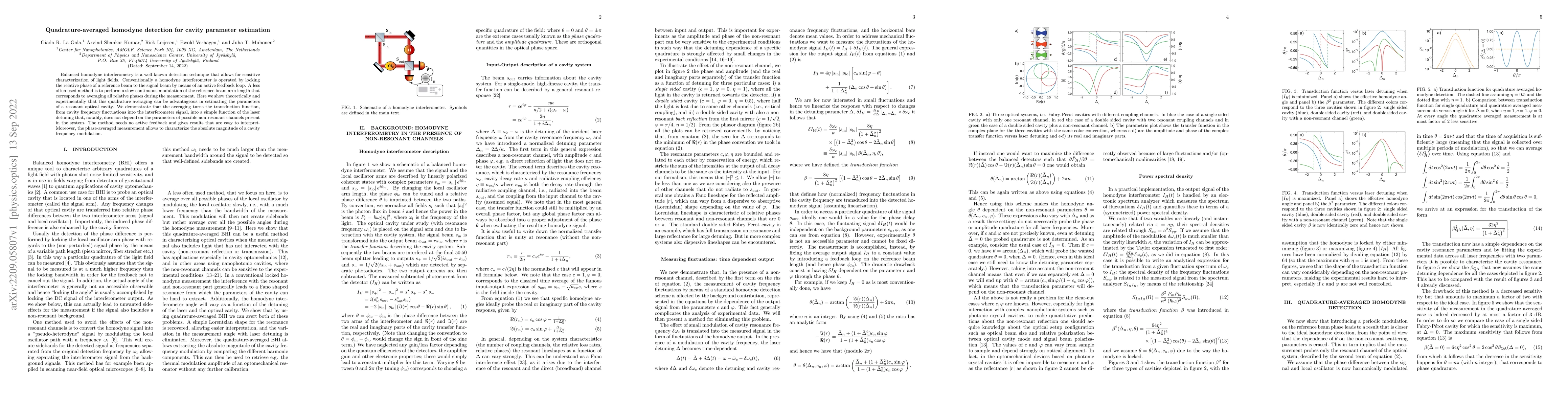 Thumbnail for Quadrature-averaged homodyne detection for cavity parameter estimation