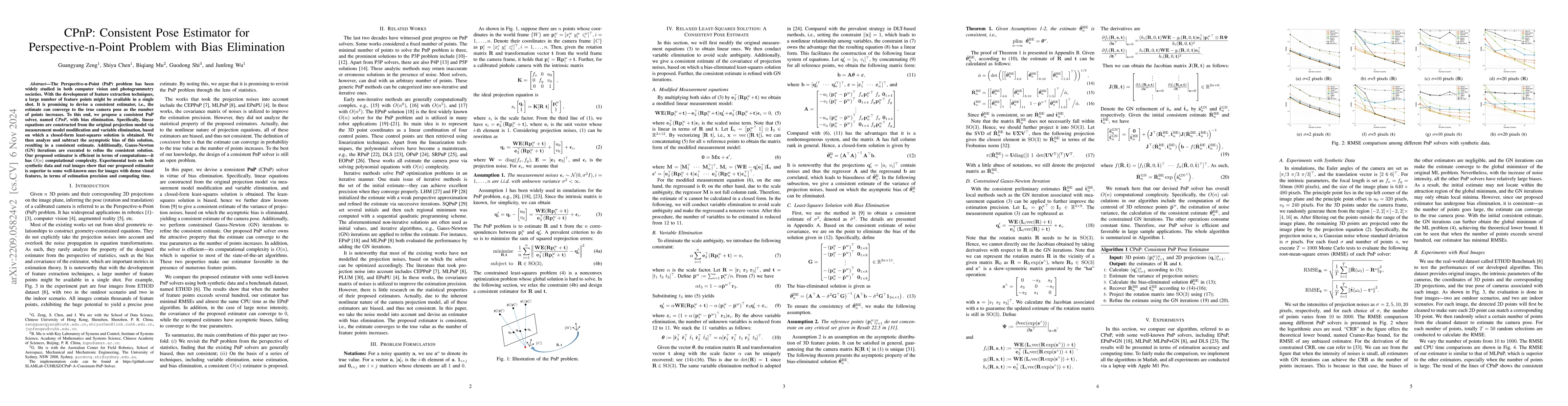 Thumbnail for CPnP: Consistent Pose Estimator for Perspective-n-Point Problem with
  Bias Elimination